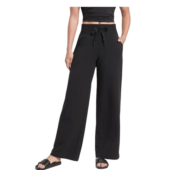 Athleta Pants - Athleta Coaster Luxe Wide Leg Pants Black Drawstring High Rise XL Tall